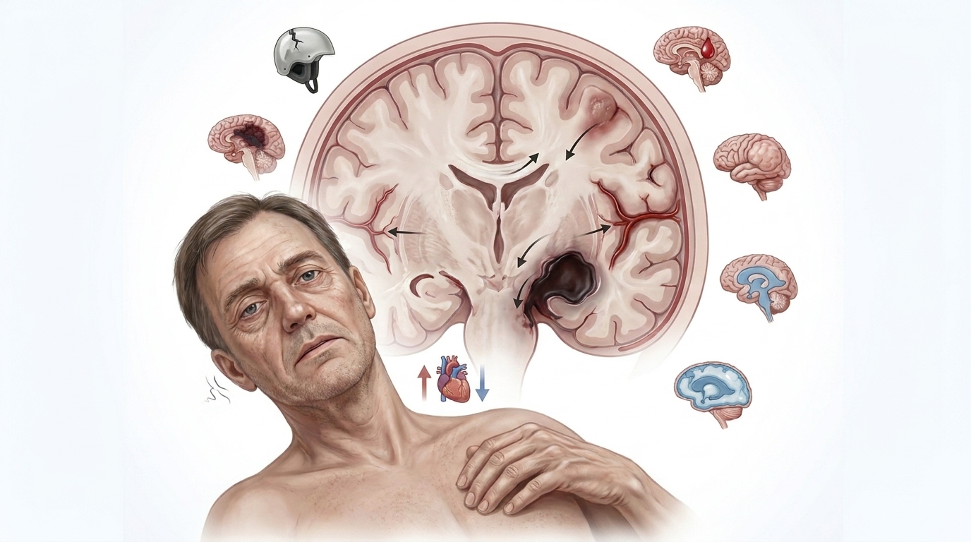 Stroke & Elevated ICP — clinical illustration