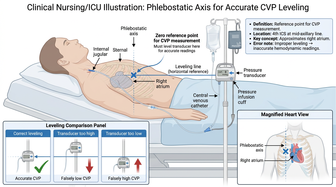 Hemodynamic Monitoring: Phlebostatic Axis — clinical illustration